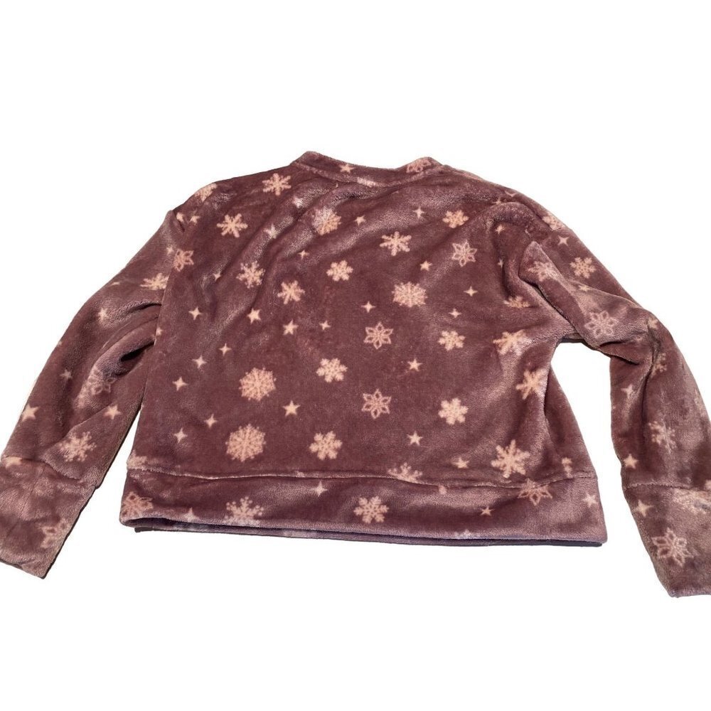 COZIE By PINK ROSE Ladies Fleece Tunic   Small  Mauve/Cream colors  Snowflakes p